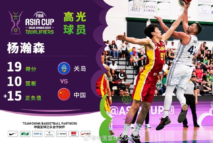 8中7拿到19分9籃板！楊瀚森當(dāng)選中國男籃VS關(guān)島高光球員